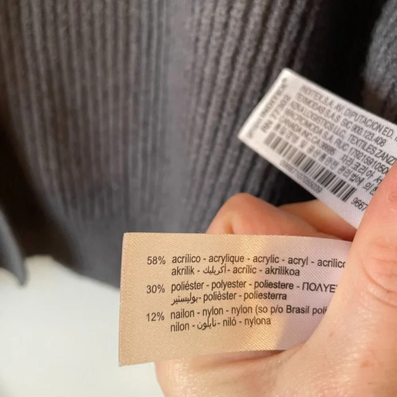 Zara Purl Knit  Open Front Ribbed Knit Cardigan Sweater Grey Size Medium - Picture 8 of 9